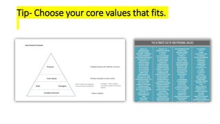 Tip- Choose your core values that fits.
 