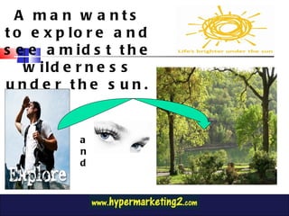 A man wants to explore and see amidst the wilderness under the sun. and