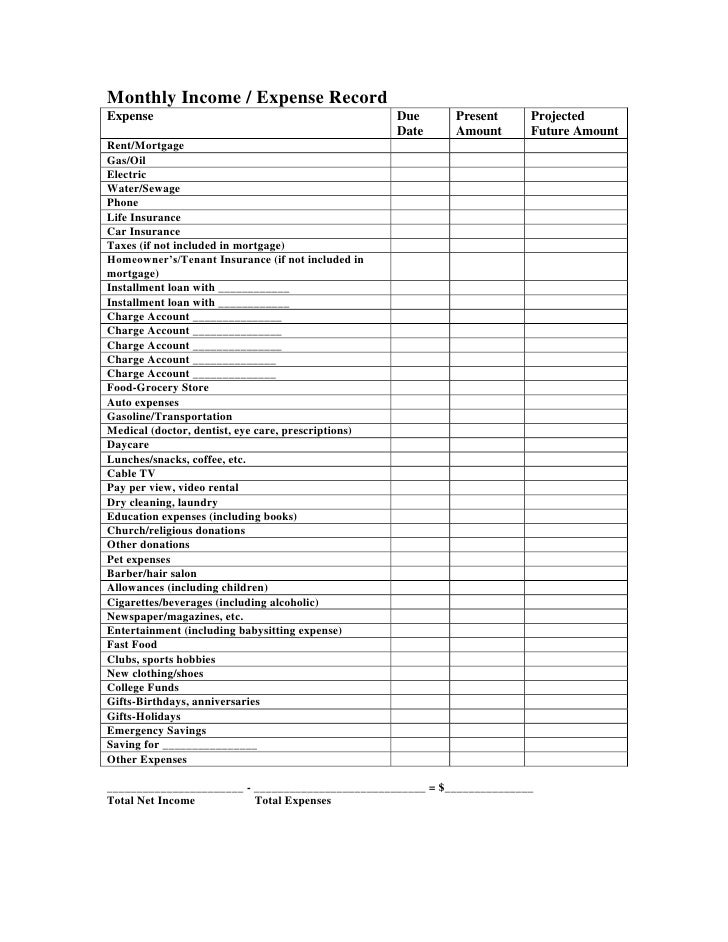 personal budget form