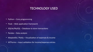 The Web development Personal Budget Tracking system | PPTX
