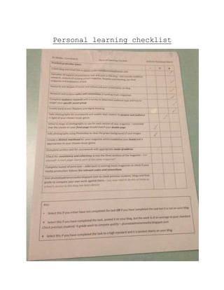 Personal learning checklist
 