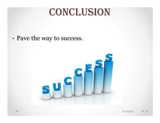 CONCLUSION

• Pave the way to success.




                             9/19/2012   25
 