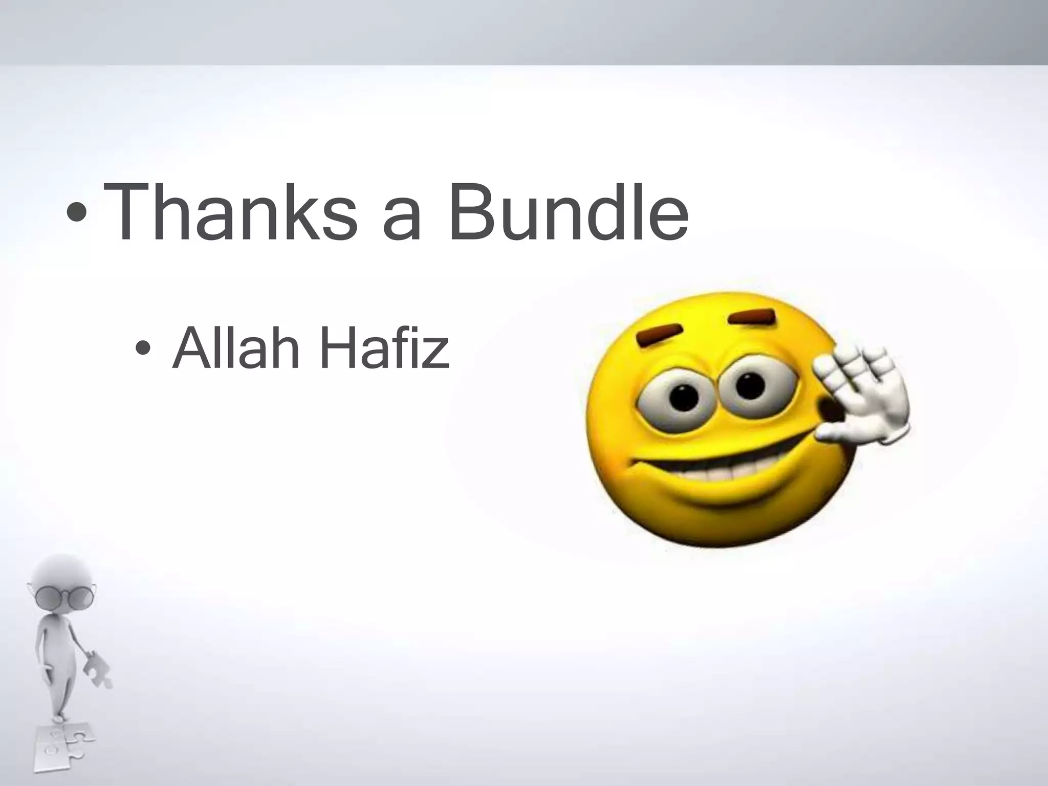 •Thanks a Bundle
• Allah Hafiz
 