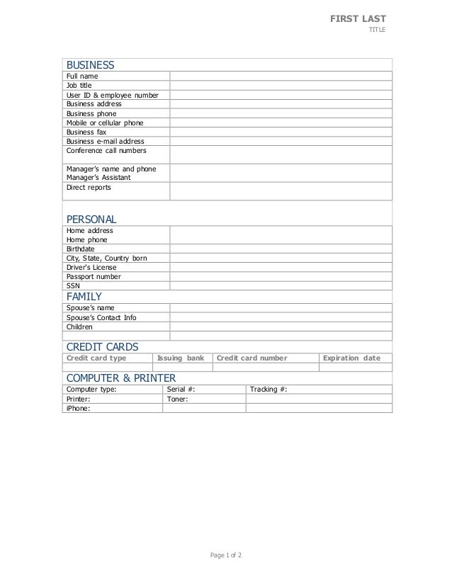 basic personal information form