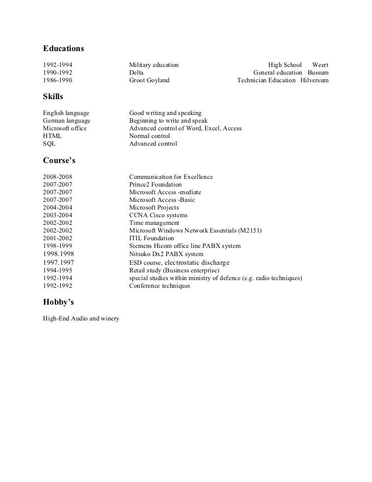 personel resume