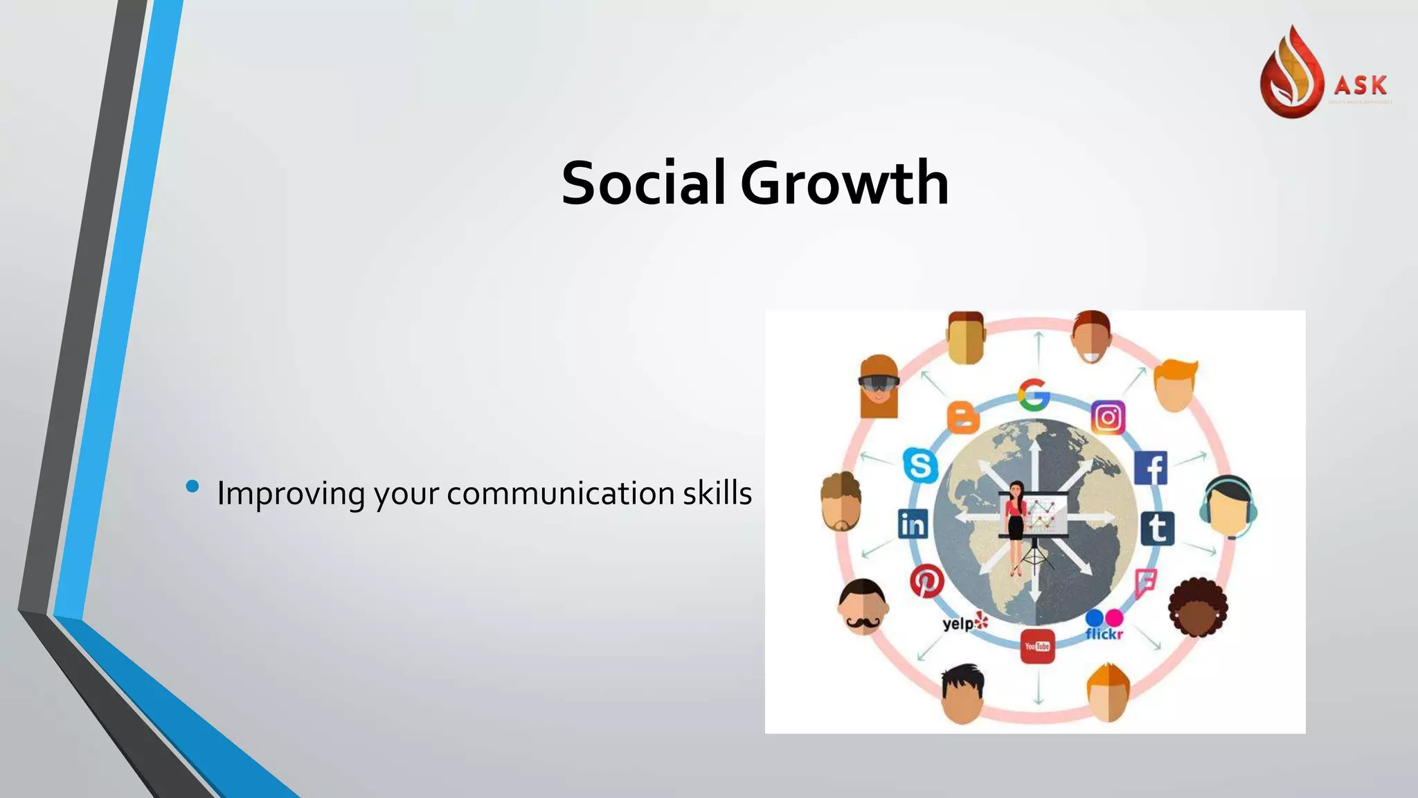 Social Growth
• Improving your communication skills
 