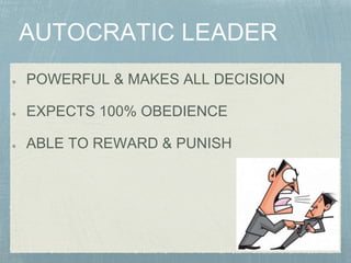 POWERFUL & MAKES ALL DECISION
EXPECTS 100% OBEDIENCE
ABLE TO REWARD & PUNISH
 