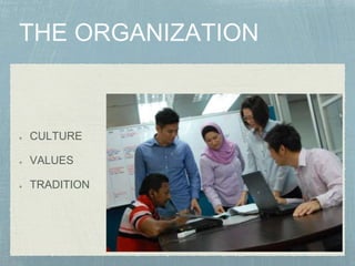 CULTURE
VALUES
TRADITION
 