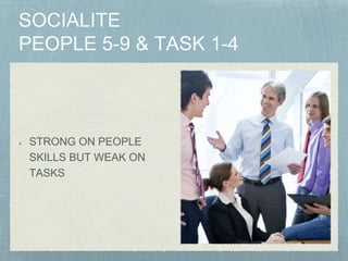 STRONG ON PEOPLE
SKILLS BUT WEAK ON
TASKS
 