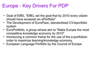 Europe - Key Drivers For PDP <ul><ul><li>Goal of EIfEL &quot;EIfEL set the goal that by 2010 every citizen should have acc...