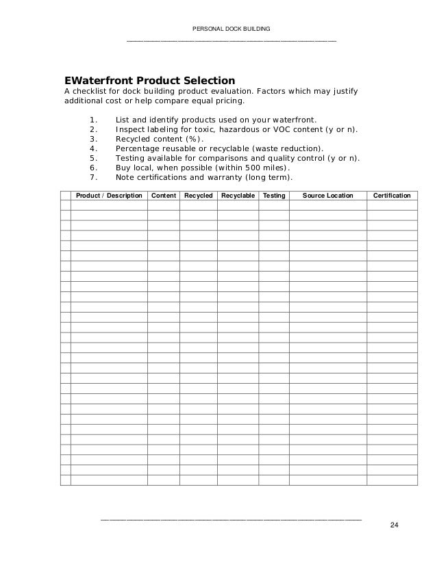 Personal Dock Bbuilding 101