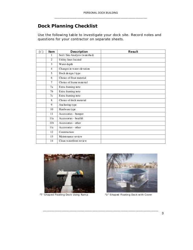 Personal Dock Bbuilding 101