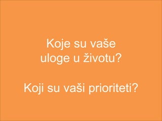 Koje su vaše
   uloge u životu?

Koji su vaši prioriteti?
 
