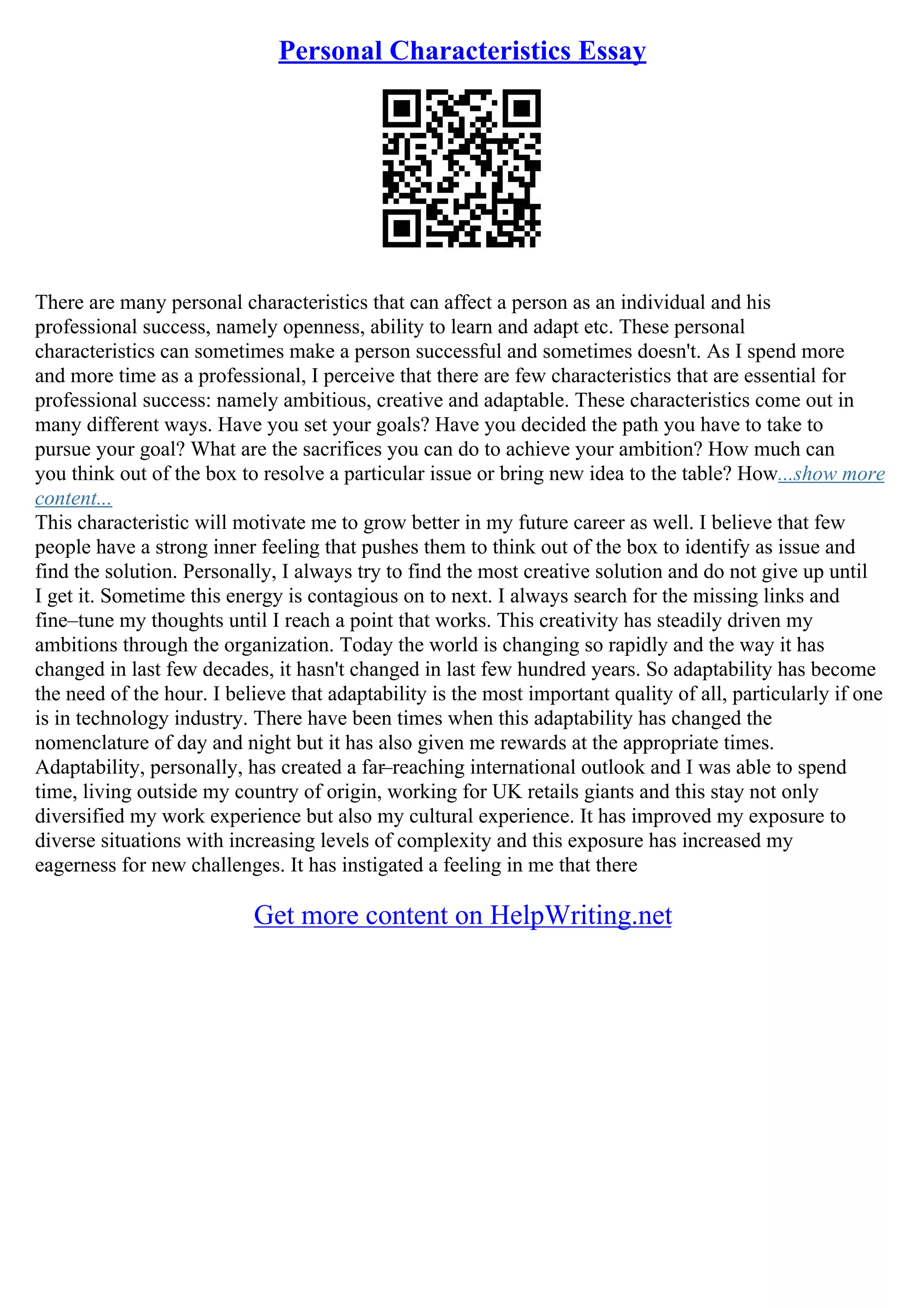 Personal Essay Introduction | PDF