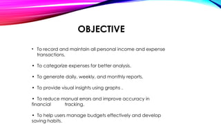 Personal Expense tracker In which you know about working of Expense ...