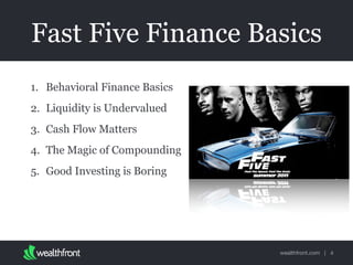 wealthfront.com |
Fast Five Finance Basics
1. Behavioral Finance Basics
2. Liquidity is Undervalued
3. Cash Flow Matters
4...