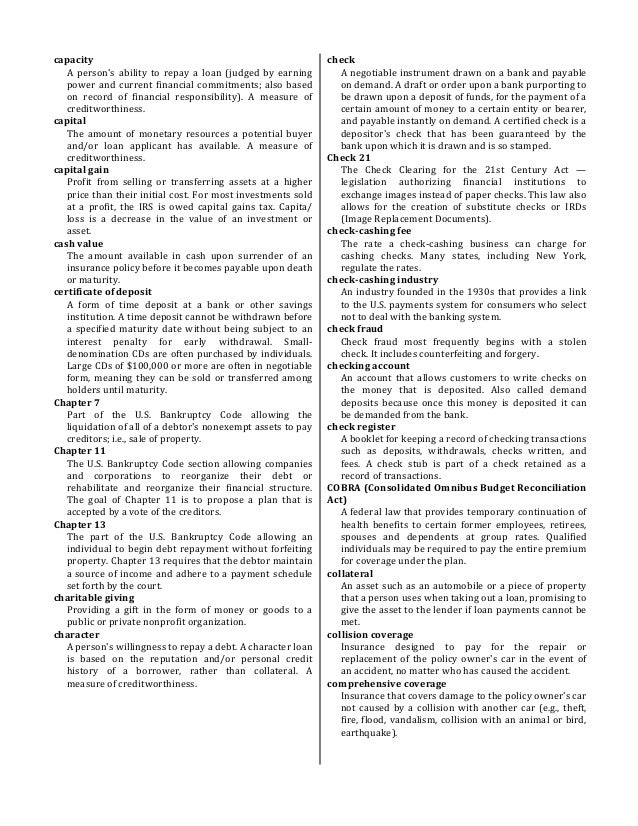 Personal finance glossary