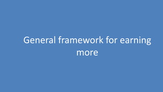 146
General framework for earning
more
 
