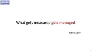 22
What gets measured gets managed
Peter Drucker
 