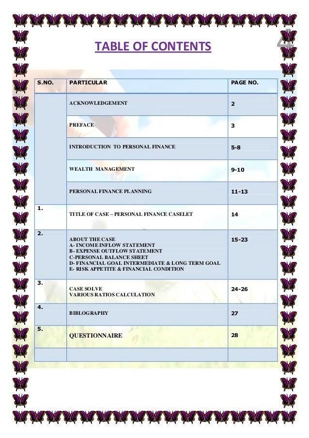 personal finance and wealth management project report