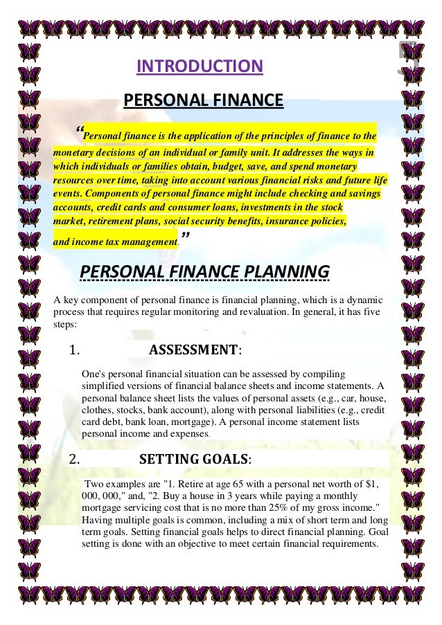 personal finance and wealth management project report