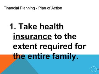 Financial Planning - Plan of Action
1. Take health
insurance to the
extent required for
the entire family.
256
 