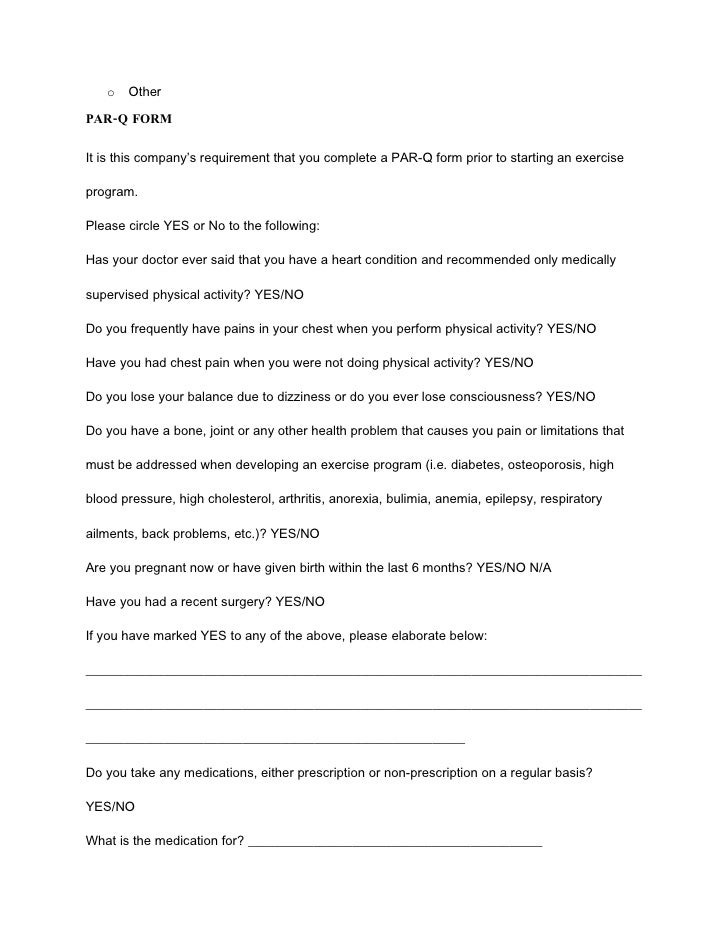 form fitness for q par Questionaire Personal Fitness form fitness for q par Questionaire Personal Fitness