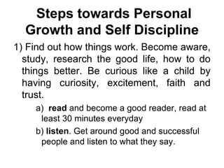 Personal growth and self discipline
