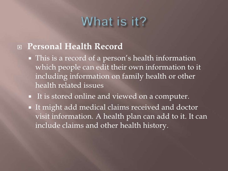 what is personal health records