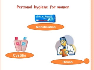 Menstruation
Cystitis
Thrush
 