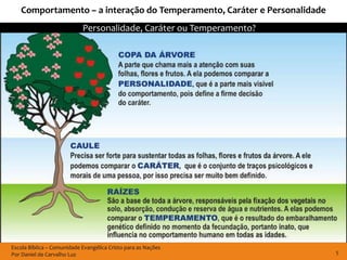 Comportamento – a interação do Temperamento, Caráter e Personalidade
                            Personalidade, Caráter ou Temperamento?




Escola Bíblica – Comunidade Evangélica Cristo para as Nações
Por Daniel de Carvalho Luz                                                5
 
