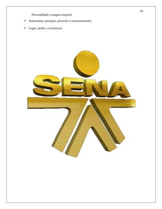 20
Personalidad e imagen corporal
 Autoestima, prestigio, posición y reconocimiento.
 Logro, poder y excelencia.
 