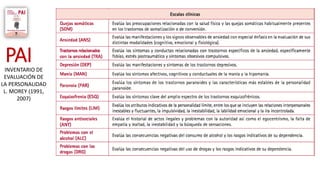 INVENTARIO DE
EVALUACIÓN DE
LA PERSONALIDAD
L. MOREY (1991,
2007)
PAI
 