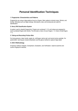 Comprehensive Guide to Personal Identification Using Fingerprints and ...