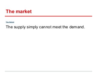 The market
The Market
The supply simply cannot meet the demand.
 