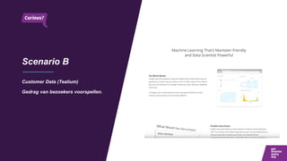 Scenario B
Customer Data (Tealium)
Gedrag van bezoekers voorspellen.
 