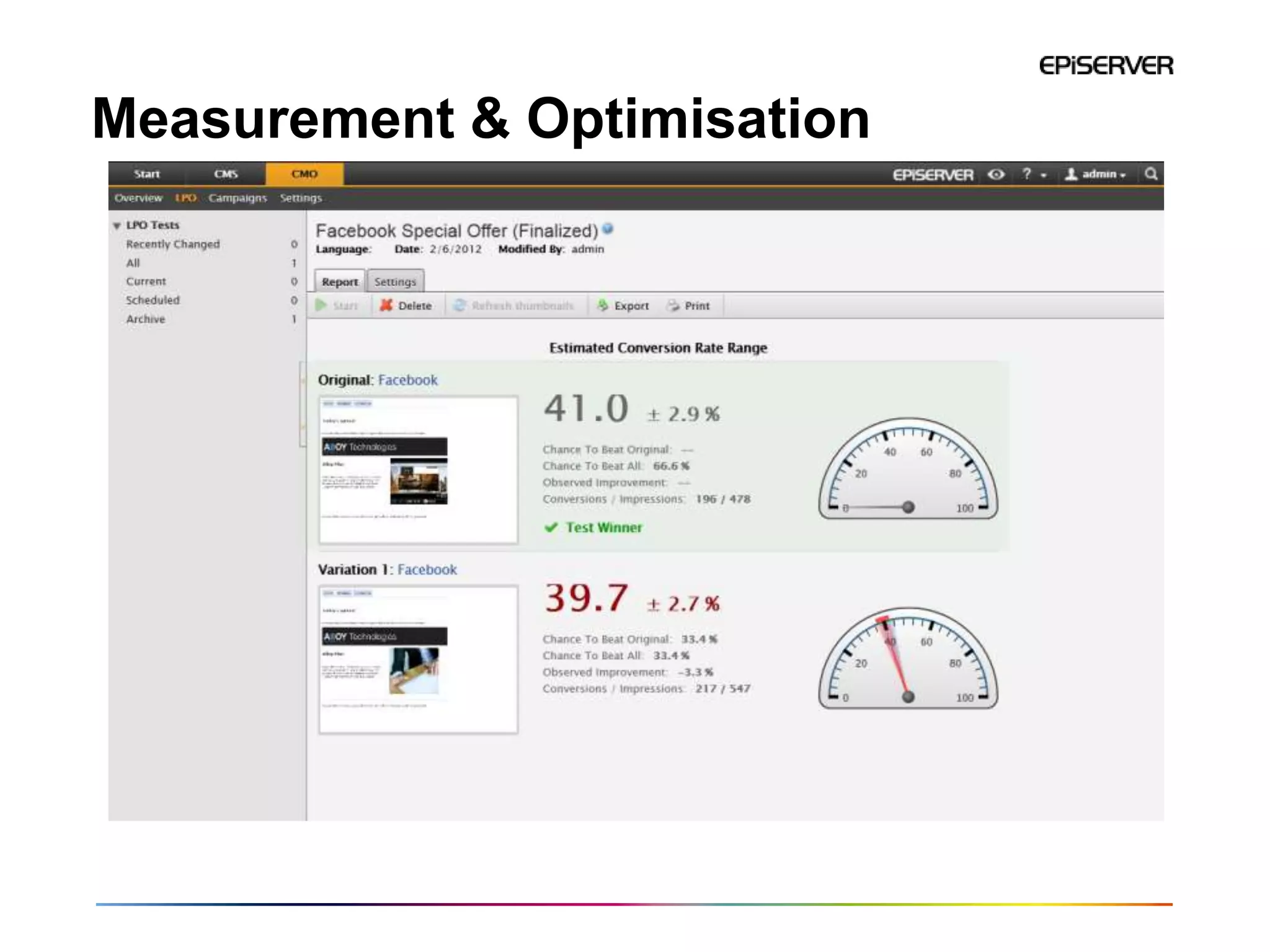 Measurement & Optimisation
 