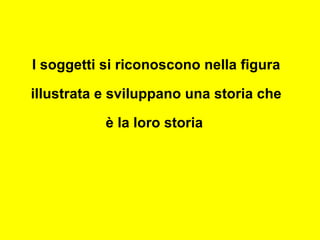 I soggetti si riconoscono nella figura
illustrata e sviluppano una storia che
è la loro storia
 