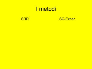 I metodi
SRR SC-Exner
 