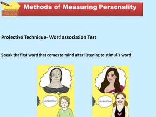 Projective Technique- Word association Test
Speak the first word that comes to mind after listening to stimuli's word
Methods of Measuring Personality
 