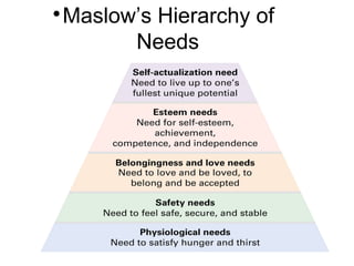 
Maslow’s Hierarchy of
Needs
 