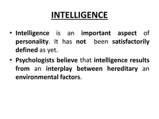 Personality , Intelligence and Social Psychology