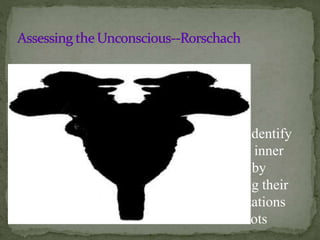 used to identify
people’s inner
feelings by
analyzing their
interpretations
of the blots
 