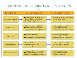 THE ‘BIG FIVE’ PERSONALITY TRAITS
 