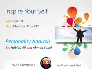 Session#: 01
Day: Monday, May 21st



Personality Analysis
By: Habiba Ali and Ahmed Sabek
 