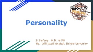 Personality
Li Linfeng M.D. M.P.H
No.1 Affiliated hospital, Shihezi University
 
