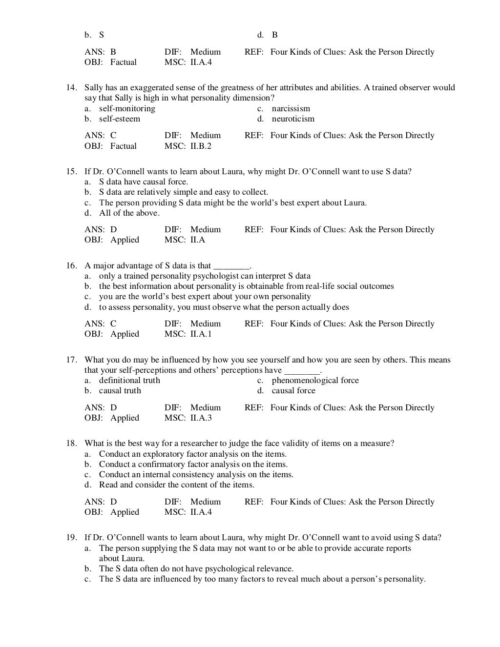 Personality Puzzle 6th Edition Funder Test Bank