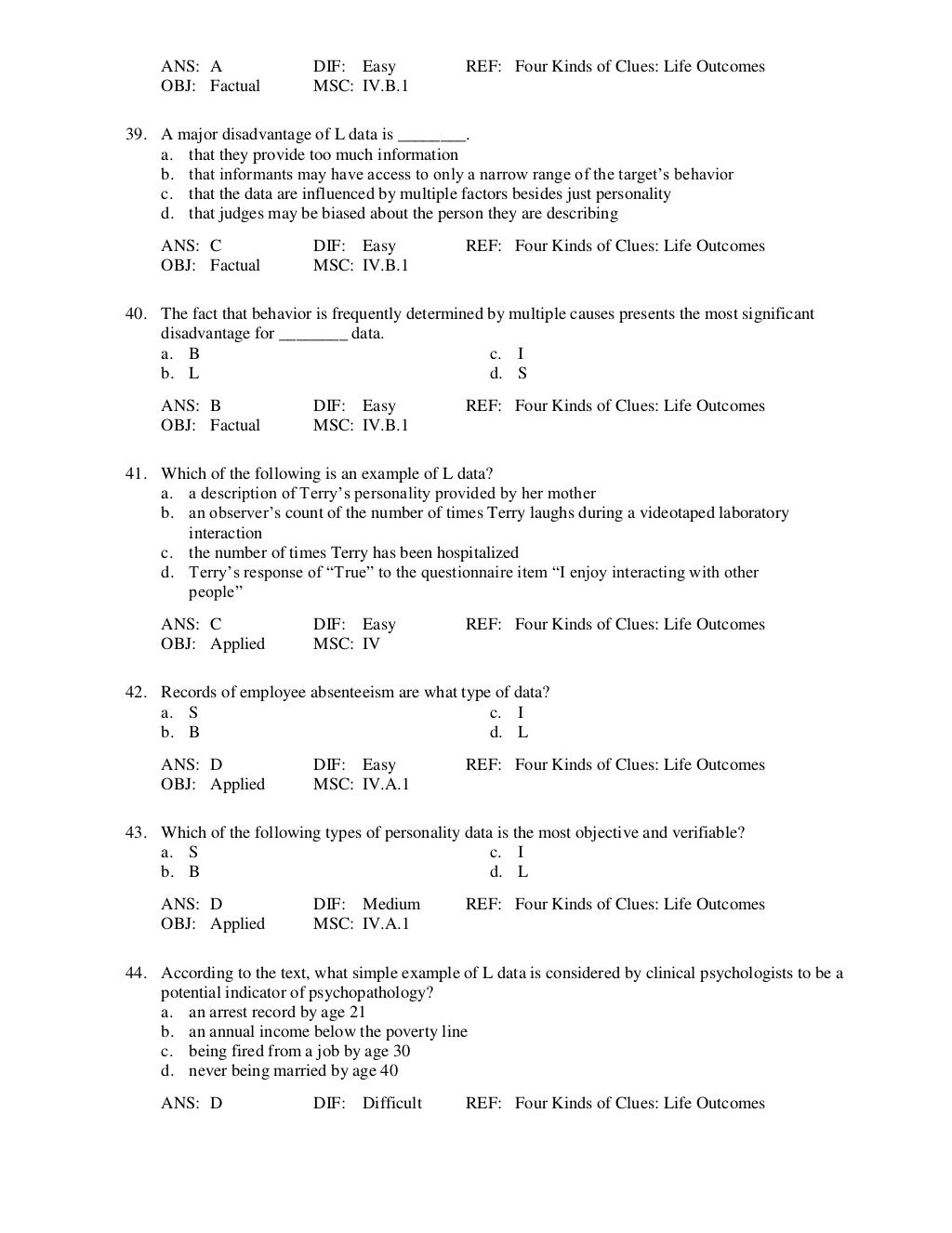 Personality Puzzle 6th Edition Funder Test Bank