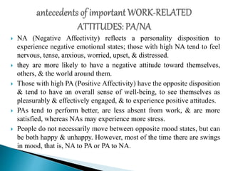 Negative Personal Experiences Examples Personality Attitude & Job Satisfaction | PPTX