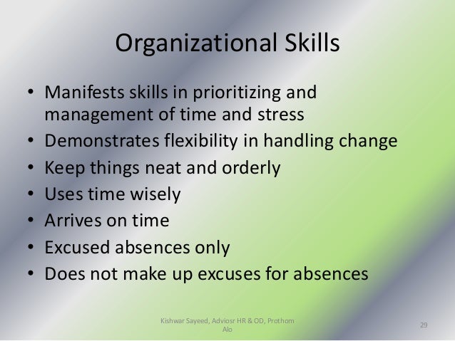 describe organizational skills